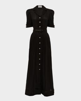 Aqua Blu Australia Claudette Belted Linen Maxi Dress