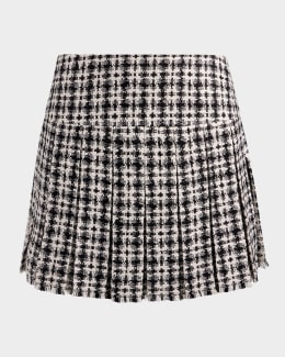 ALICE + OLIVIA Carter Pleated Tweed Mini Skirt | Neiman Marcus