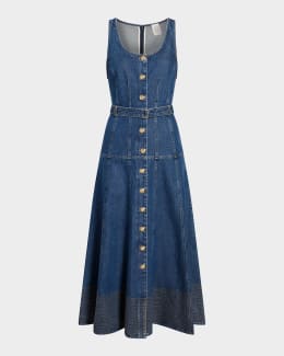 chinese dress ladies Emilio Pleated Bust A-Line Midi Dress Denim Blue Selfie Leslie
