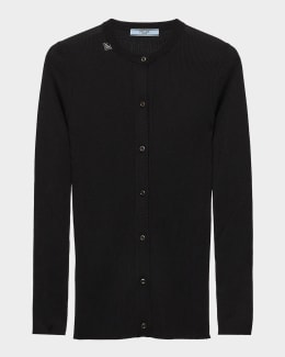 Prada Cashmere Plunging V-Neck Cardigan | Neiman Marcus