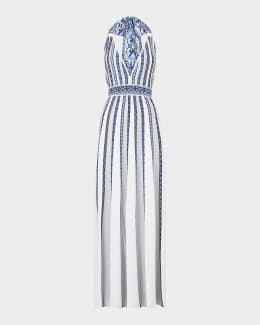 Camilla Backless Floral-Print Silk Maxi Slip Dress | Neiman Marcus