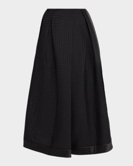 Emporio Armani Ribbed Ruffle-Trim Maxi Skirt | Neiman Marcus