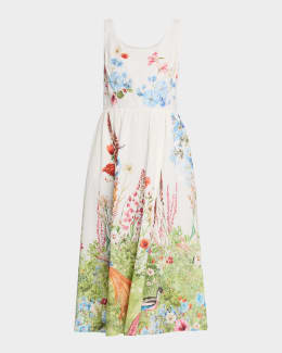 STAUD Amelie Linen-Blend Midi Dress | Neiman Marcus