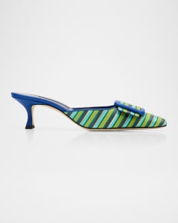 アパルトモン　MANOLO BLAHNIK CAROLYEN MULE Manolo Blahnik Carolyne Metallic Woven Kitten-Heel Mules | Neiman