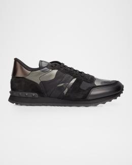 Fendi Men's FF Flow Mid-Top Sneakers | Neiman Marcus