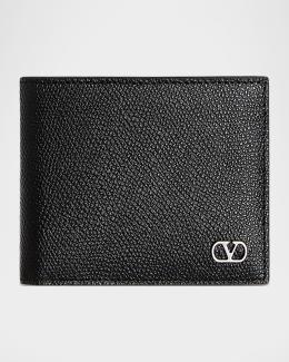 Valentino Garavani Men's Grained Leather Bifold Wallet | Neiman Marcus