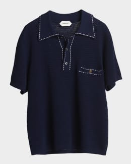 Versace Men's Embroidered Intarsia Wool Knit Polo Shirt | Neiman