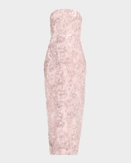 chinese dress ladies Milly Kait Strapless Tiled Lace Midi-Dress