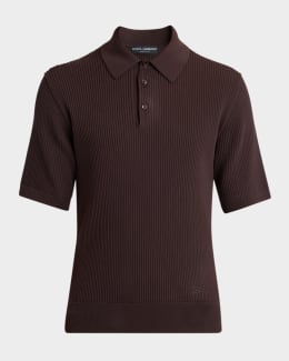 Dolce&Gabbana Men's DG Jacquard Quarter-Zip Polo Shirt | Neiman Marcus