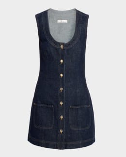 white christmas dresses Skylar Short Sleeve Denim Mini Dress in medium wash main image 0