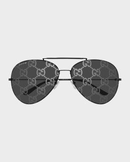 Gucci Men's GG2073S-001 Metal and Acetate Rectangle Sunglasses
