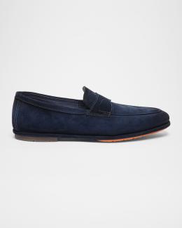 Tod's Men's Pantofola Gomma Rafia TV Suede Loafers | Neiman Marcus