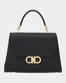 FERRAGAMO Studio Box Hammered Leather Top-Handle Bag | Neiman Marcus