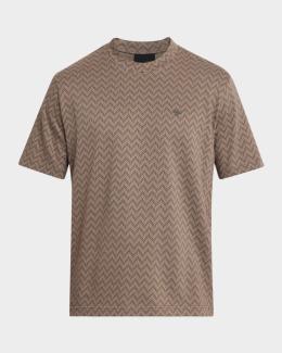 Giorgio Armani Men's Box-Jacquard Viscose Stretch Crewneck T-Shirt