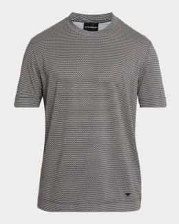 Emporio Armani Men's Textured Short-Sleeve Zip Polo Sweater