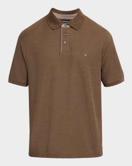 Emporio Armani Men's Textured Cotton Quarter-Zip Polo Shirt