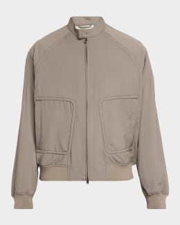 Emporio Armani Men's Oversized-Pocket Leather Bomber Jacket