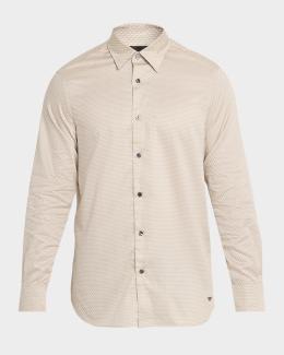 Emporio Armani Men's Viscose Palm-Pattern Button-Down Shirt