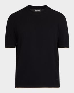 Emporio Armani Men's Texture-Knit Stretch Short-Sleeve Sweater