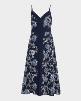 Tanya Taylor Leighton Short-Sleeve Knit Midi Dress | Neiman Marcus