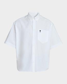 Cesare Attolini Men's Cotton and Linen Multi-Stripe Dress Shirt