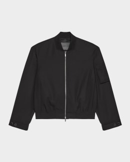 Helmut Lang Men's Wool Bonded Full-Zip Bomber Jacket | Neiman Marcus