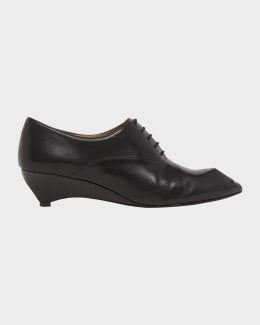 Jil Sander Leather Lace-Up Derby Shoes | Neiman Marcus