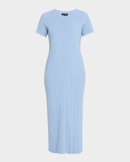 L'Agence Mitzy Seamed Linen Midi Dress | Neiman Marcus