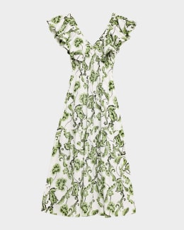 Retrofete Leilani Embroidered A-Line Midi Dress | Neiman Marcus