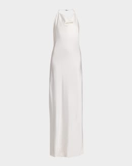 stella mccartney white halter neck dress Stella McCartney Crystal Cage Halterneck Maxi Dress in White