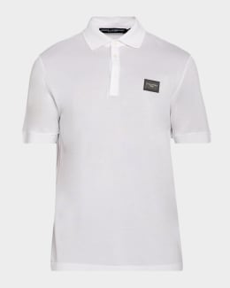 Dolce&Gabbana Men's DG Jacquard Quarter-Zip Polo Shirt | Neiman Marcus
