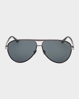 TOM FORD Men's FT0997-Hudson Half-Rim Square Sunglasses | Neiman