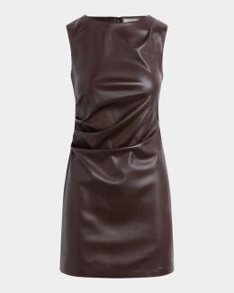 alc brown leather dress A.L.C. Dion Draped Satin Lace Mini Mika dress