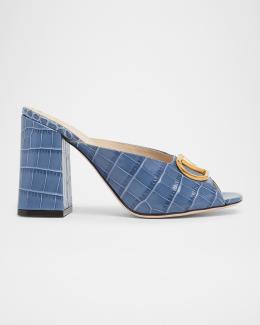 Gucci 55mm Siaga GG Monogram Denim Block-Heel Sandals | Neiman Marcus