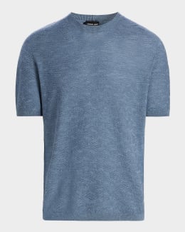 Emporio Armani Men's Textured Jersey Full-Zip Sweater | Neiman Marcus
