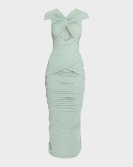 Ronny Kobo Rhodes Draped Jersey Halter Maxi Dress | Neiman Marcus