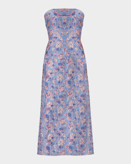 shoshanna raven cap-sleeve floral lace a-line maxi dress Shoshanna Raven Dress In Vista Blue