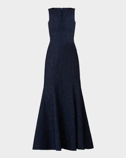 Shoshanna Brianna Floral Velvet Lace Column Gown | Neiman Marcus