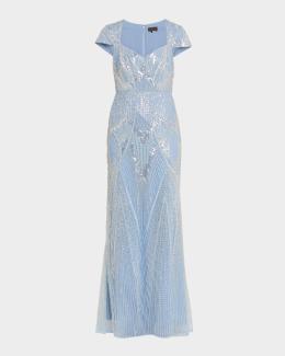 theia blue sequin dress Theia Dark Blue Beaded Sequin Cocktail Party Holiday Dress 4
