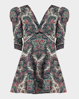 Shoshanna Raven Cap-Sleeve Floral Lace Gown | Neiman Marcus