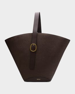 Neous Taurus 2.0 Raffia-Leather Top Handle Bag | Neiman Marcus