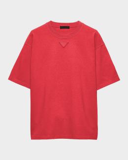 Prada Men's Stripe-Print Cotton T-Shirt | Neiman Marcus