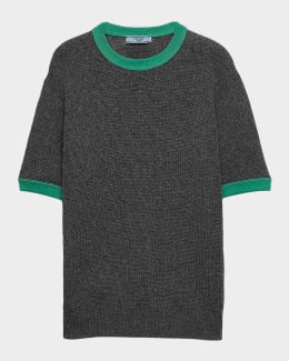 Prada Bicolor Cropped Knit Sweater | Neiman Marcus