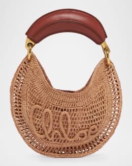Chloe Summer Banana Mini Hobo Bag in Metallic Crochet | Neiman Marcus