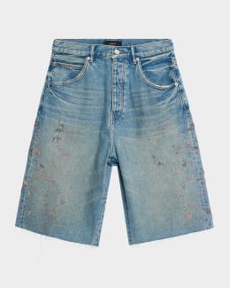 PURPLE Men's P059 Beaded Monogram Shorts | Neiman Marcus