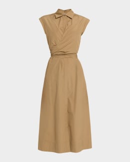 Lafayette 148 New York Sleeveless Pleated Midi Dress | Neiman Marcus