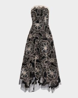 Milly Petunia Strapless Embroidered Lace Gown