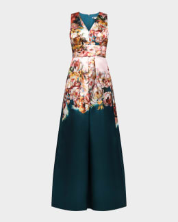 kay unger beatrix floral organza midi dress Kay Unger Beatrix Floral Organza Midi-Dress