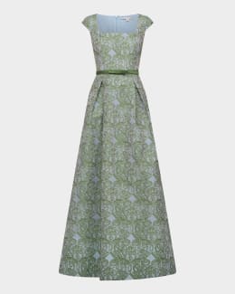 kay unger beatrix floral organza midi dress Kay Unger Beatrix Floral Organza High-Low Dress