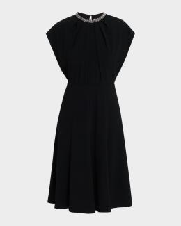 Emporio Armani Viscose Jersey & Taffeta Midi Dress | Neiman Marcus